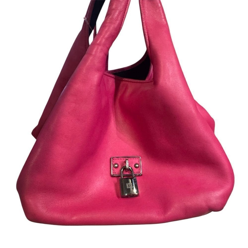 LOEWE Melon Pink Nappa Lambskin Leather Soft Hobo Bag Calle Tote Handbag Small